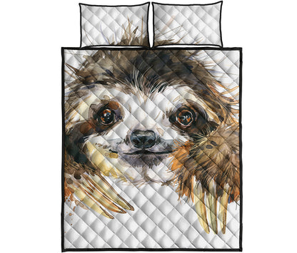 Watercolor Sloth Print Quilt Bed Set