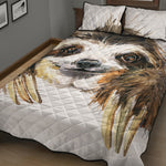 Watercolor Sloth Print Quilt Bed Set