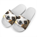 Watercolor Sloth Print White Slide Sandals