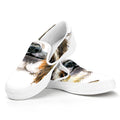 Watercolor Sloth Print White Slip On Sneakers