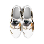 Watercolor Sloth Print White Slip On Shoes