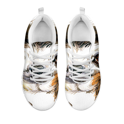 Watercolor Sloth Print White Sneakers