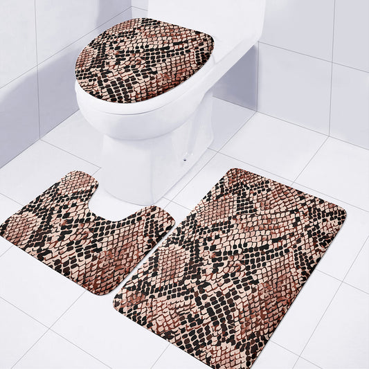 Watercolor Snakeskin Print 3 Piece Bath Mat Set