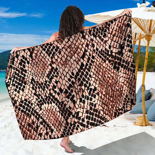 Watercolor Snakeskin Print Beach Sarong Wrap