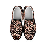 Watercolor Snakeskin Print Black Slip On Shoes