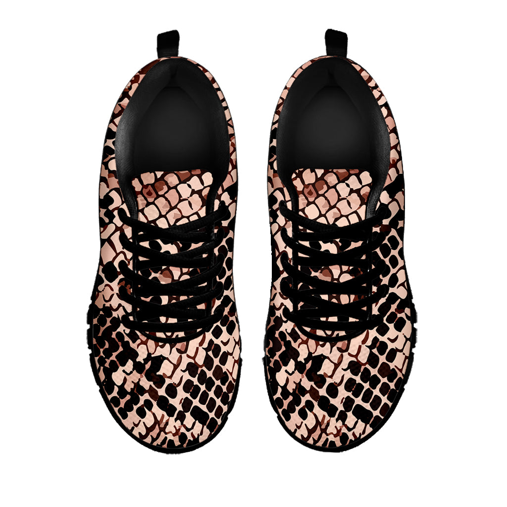 Watercolor Snakeskin Print Black Sneakers