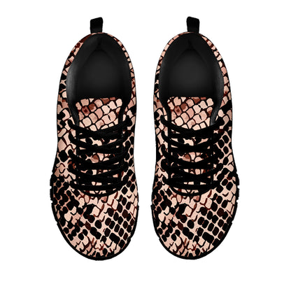 Watercolor Snakeskin Print Black Sneakers