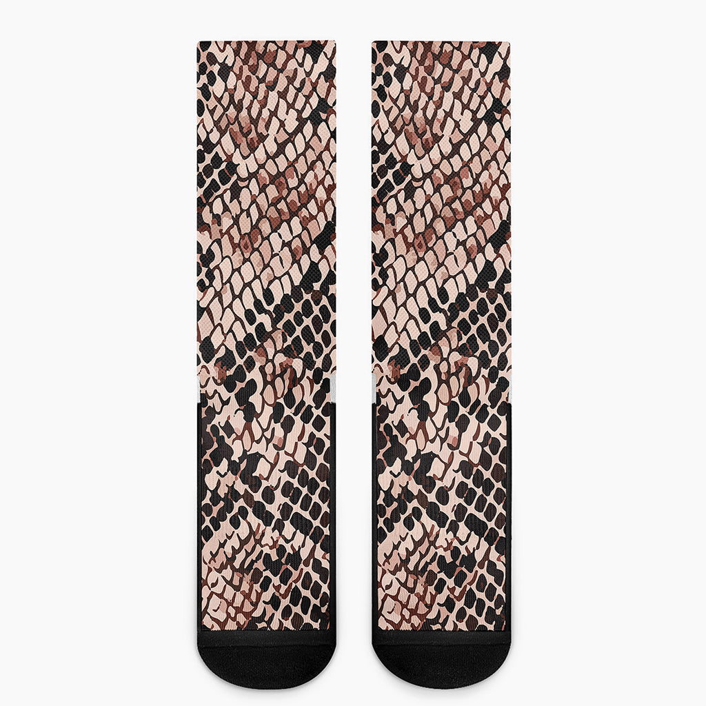 Watercolor Snakeskin Print Crew Socks