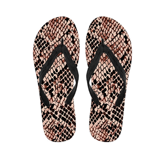 Watercolor Snakeskin Print Flip Flops