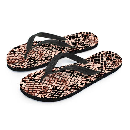 Watercolor Snakeskin Print Flip Flops