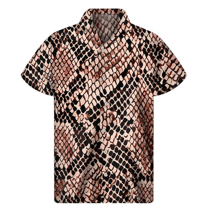 Watercolor Snakeskin Print Men's Short Sleeve Shirt