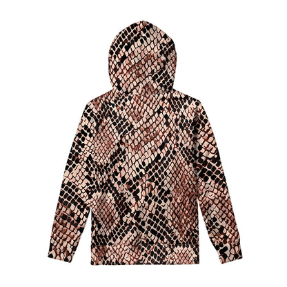 Watercolor Snakeskin Print Pullover Hoodie