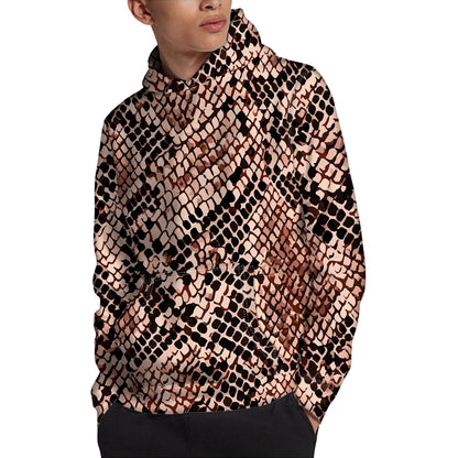 Watercolor Snakeskin Print Pullover Hoodie
