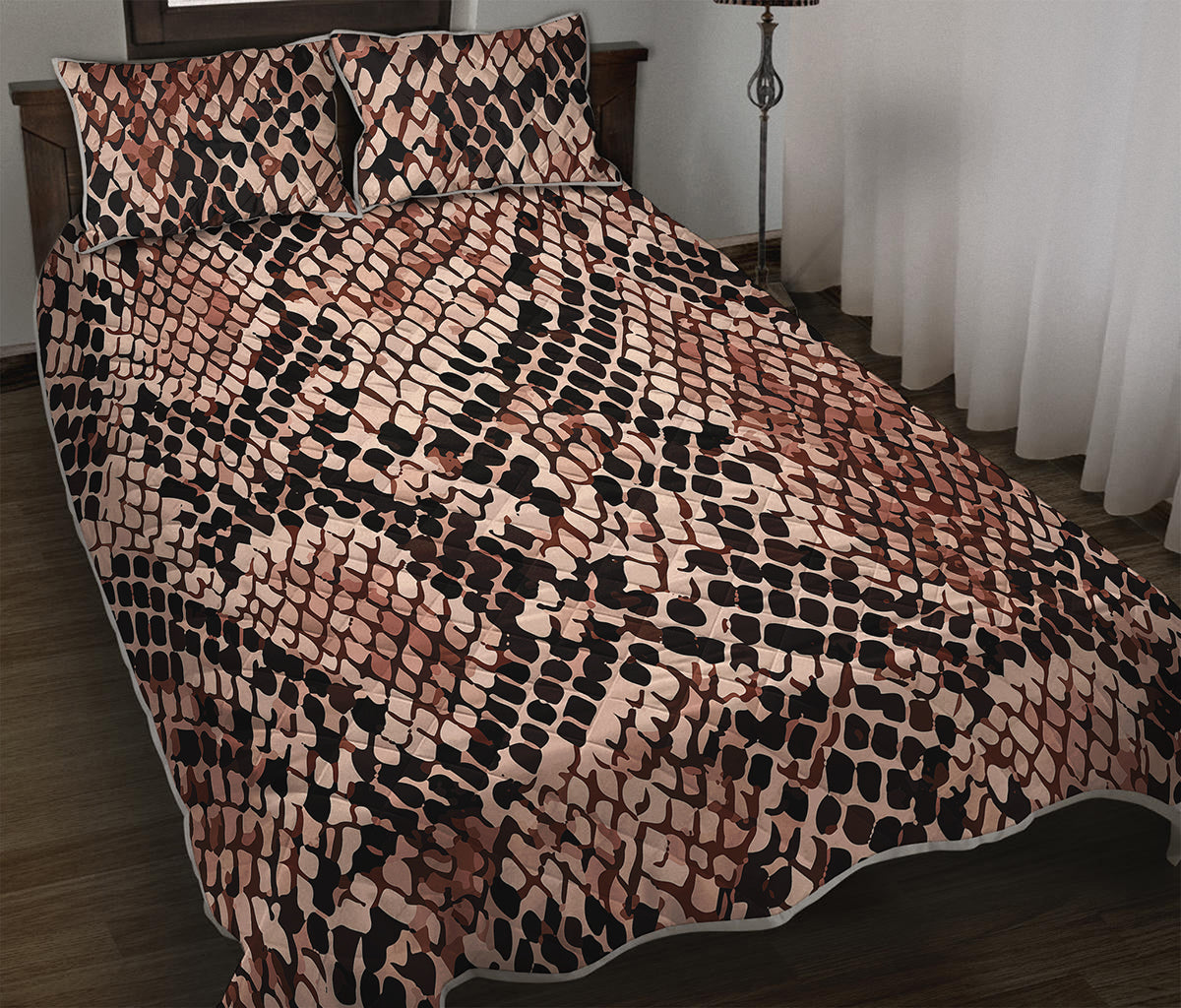 Watercolor Snakeskin Print Quilt Bed Set