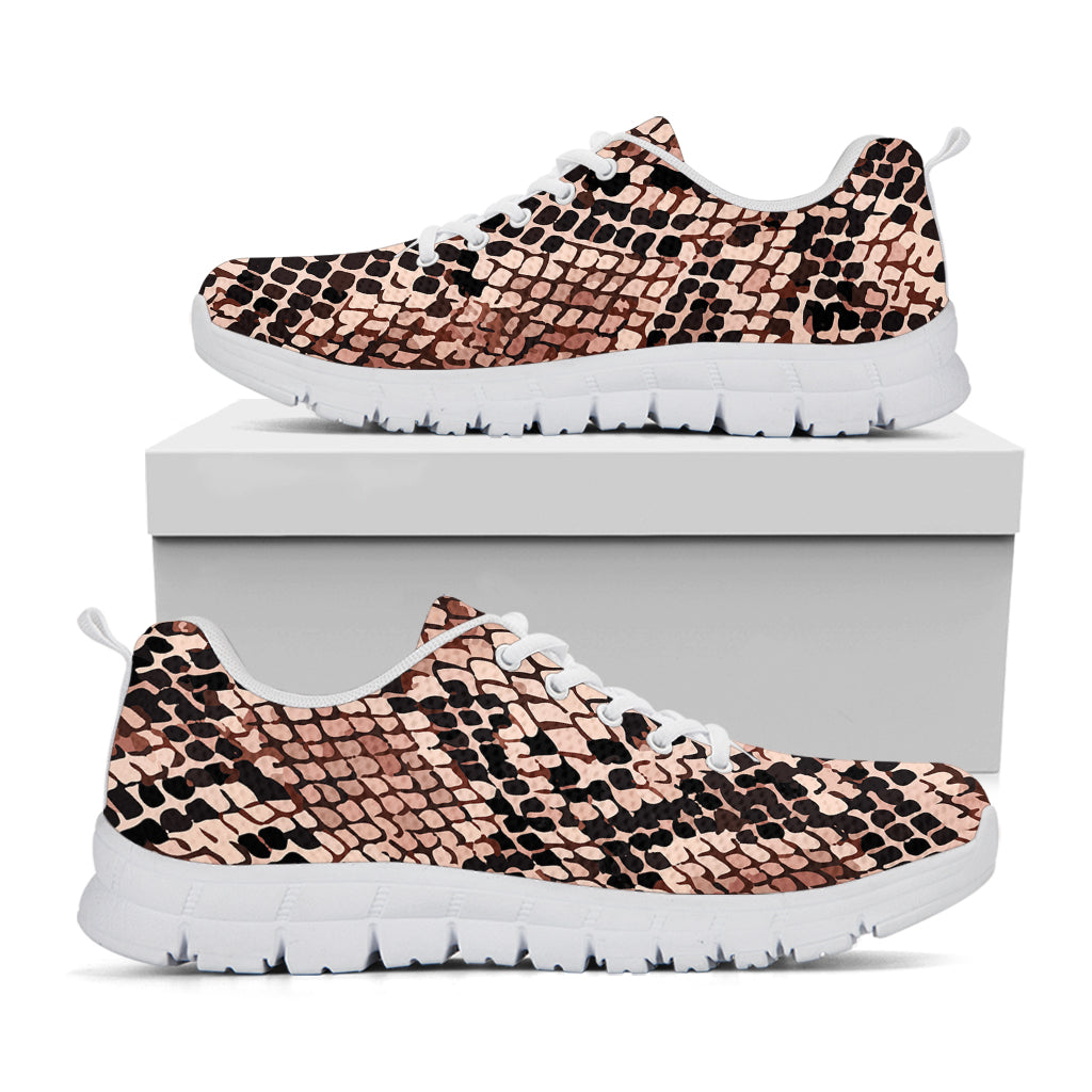 Watercolor Snakeskin Print White Sneakers