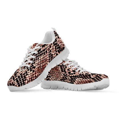 Watercolor Snakeskin Print White Sneakers