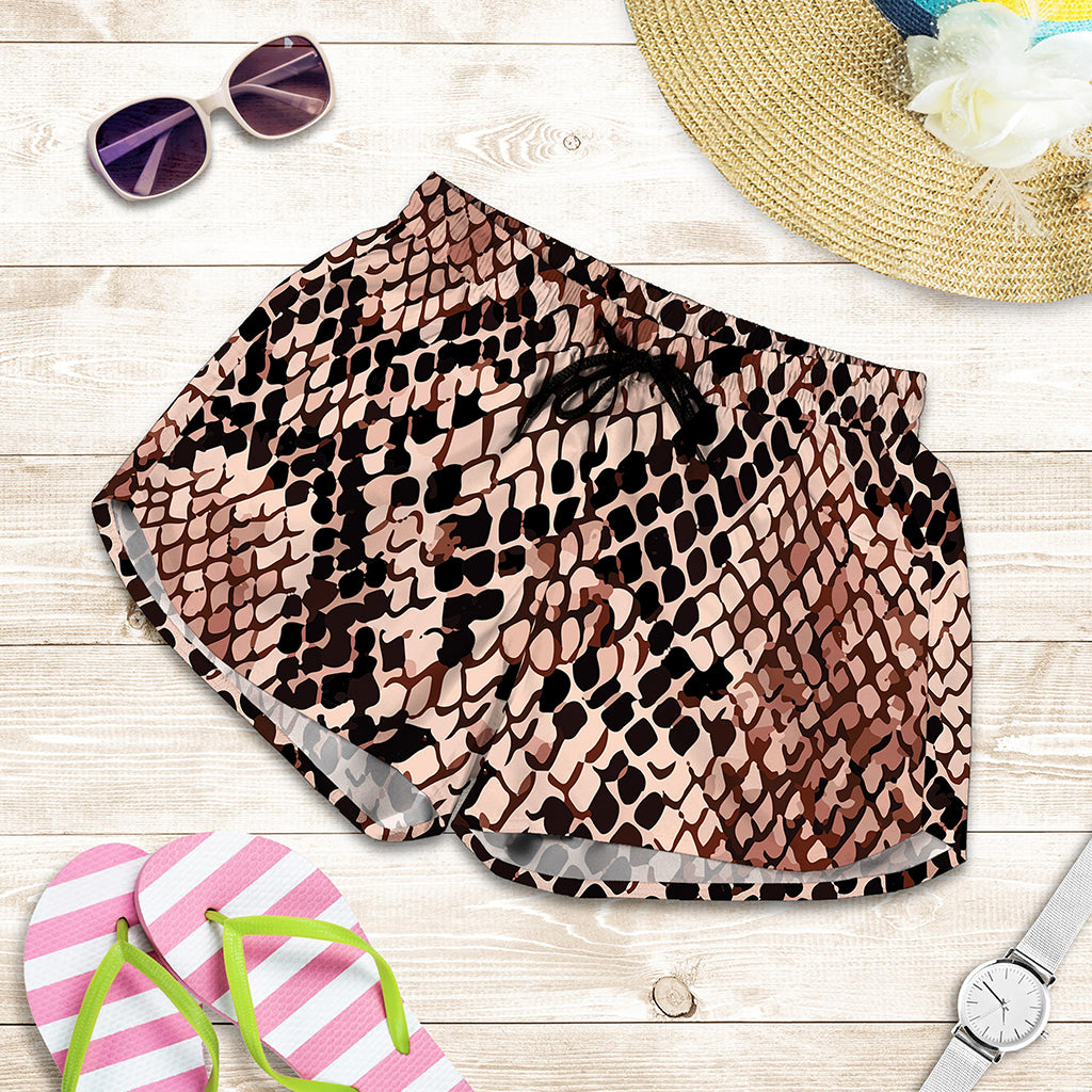 Watercolor Snakeskin Print Women's Shorts