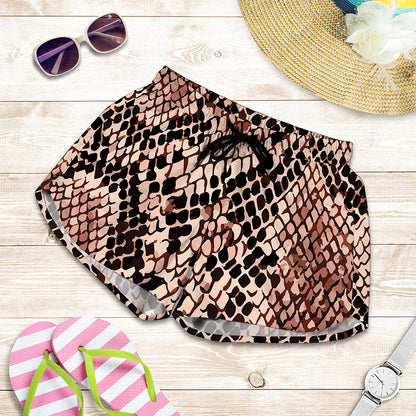 Watercolor Snakeskin Print Women's Shorts