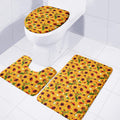 Watercolor Sunflower Pattern Print 3 Piece Bath Mat Set