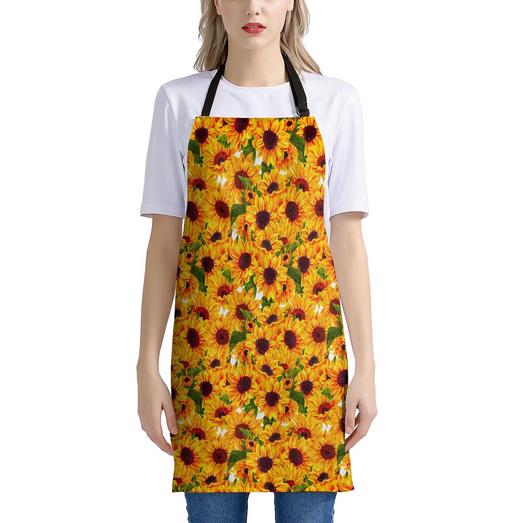 Watercolor Sunflower Pattern Print Apron