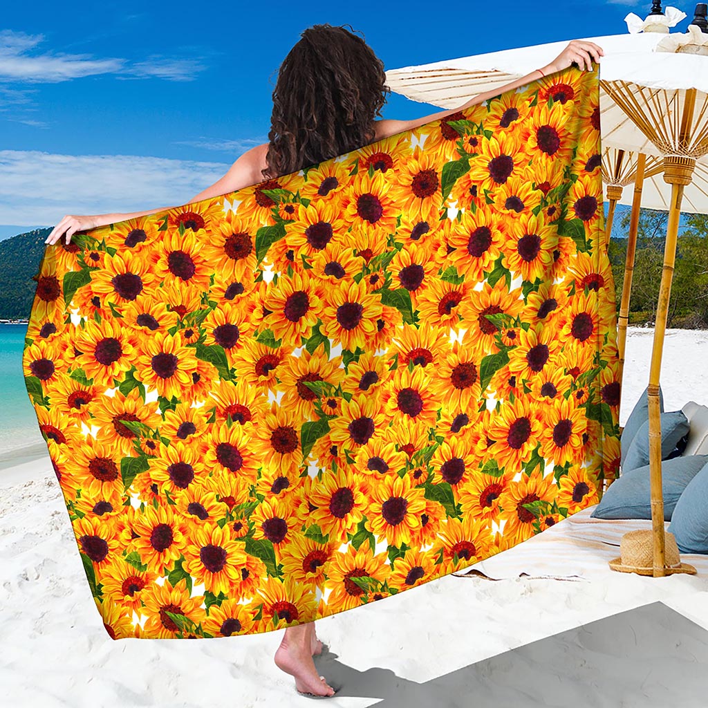 Watercolor Sunflower Pattern Print Beach Sarong Wrap
