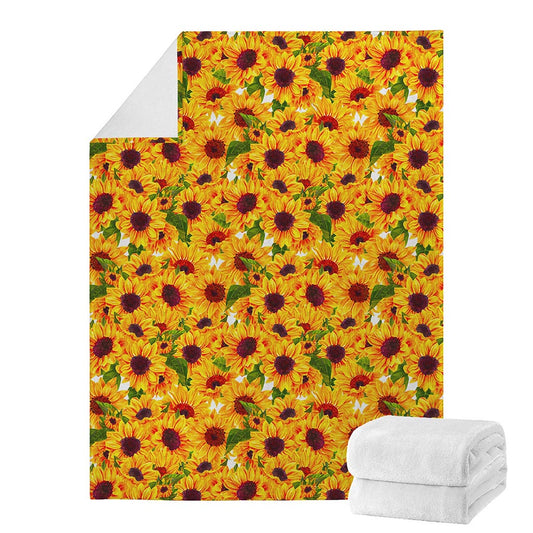 Watercolor Sunflower Pattern Print Blanket