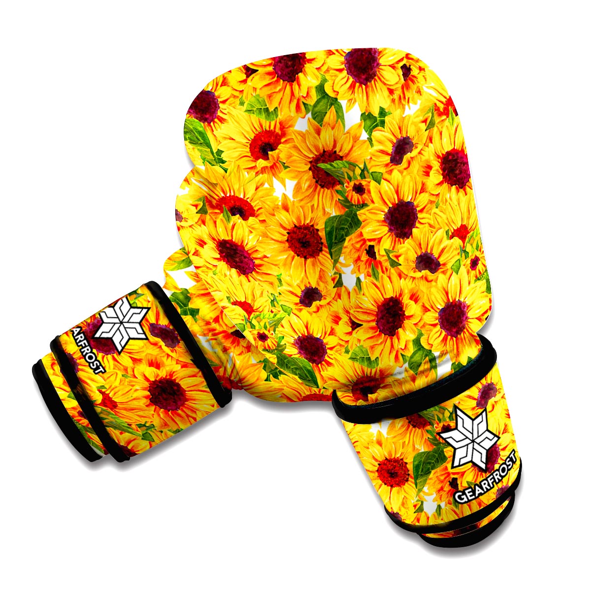 Watercolor Sunflower Pattern Print Boxing Gloves