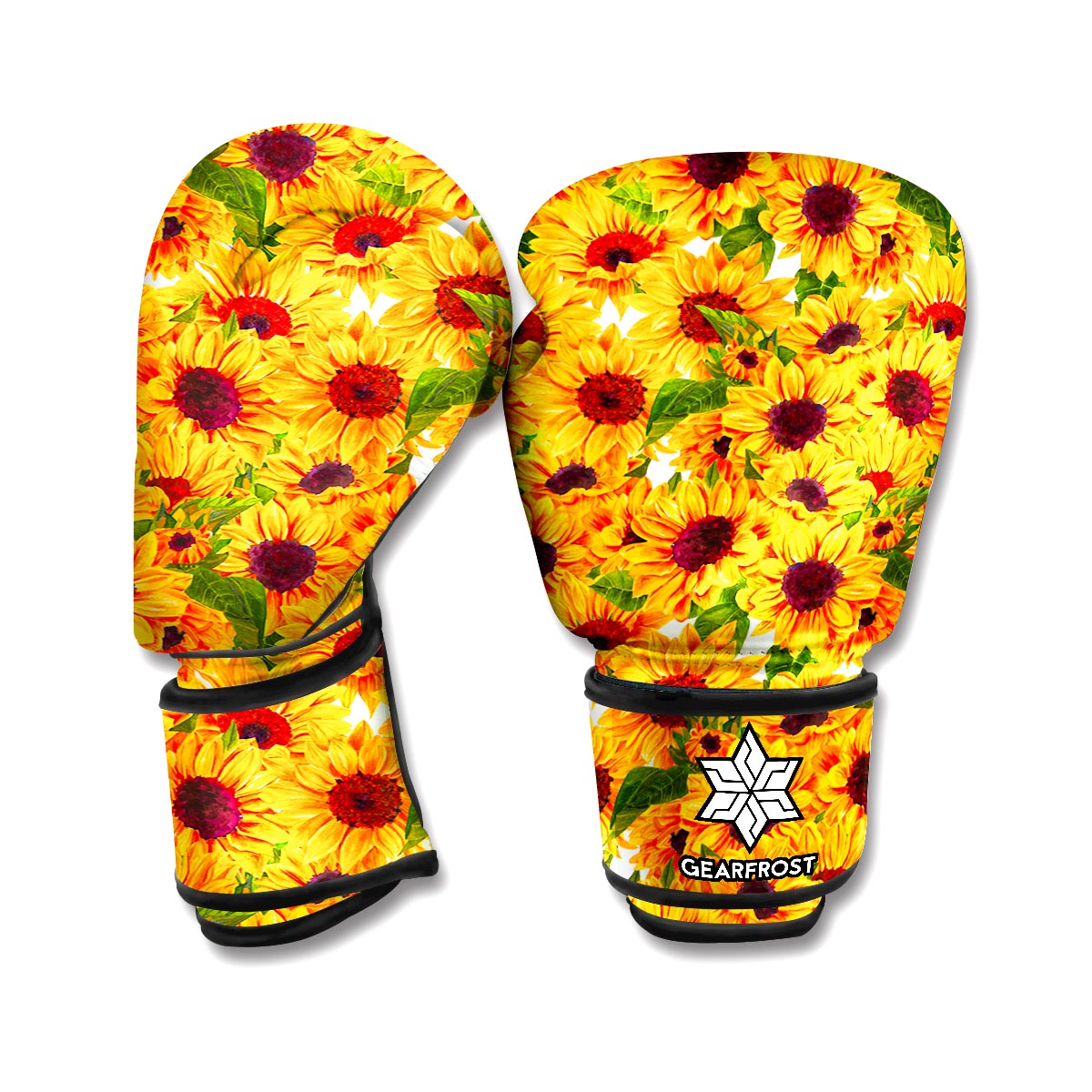 Watercolor Sunflower Pattern Print Boxing Gloves