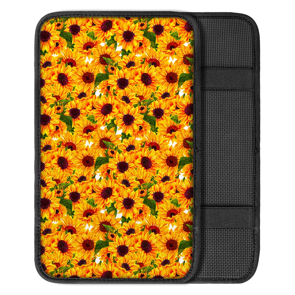 Watercolor Sunflower Pattern Print Car Center Console Cover
