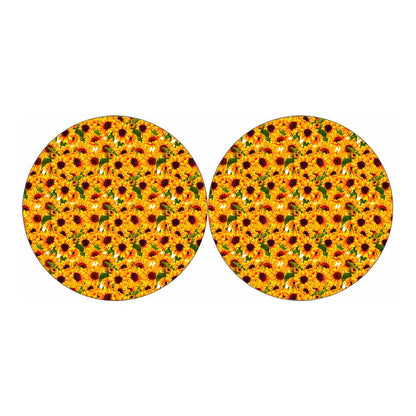 Watercolor Sunflower Pattern Print Car Coasters