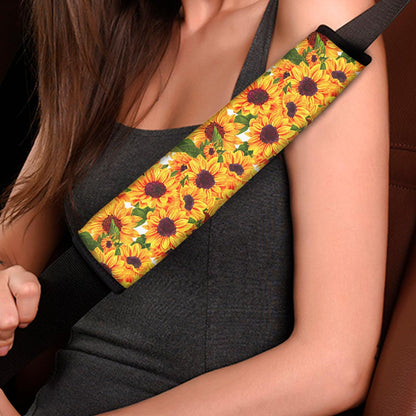 Watercolor Sunflower Pattern Print Car Seat Belt Covers