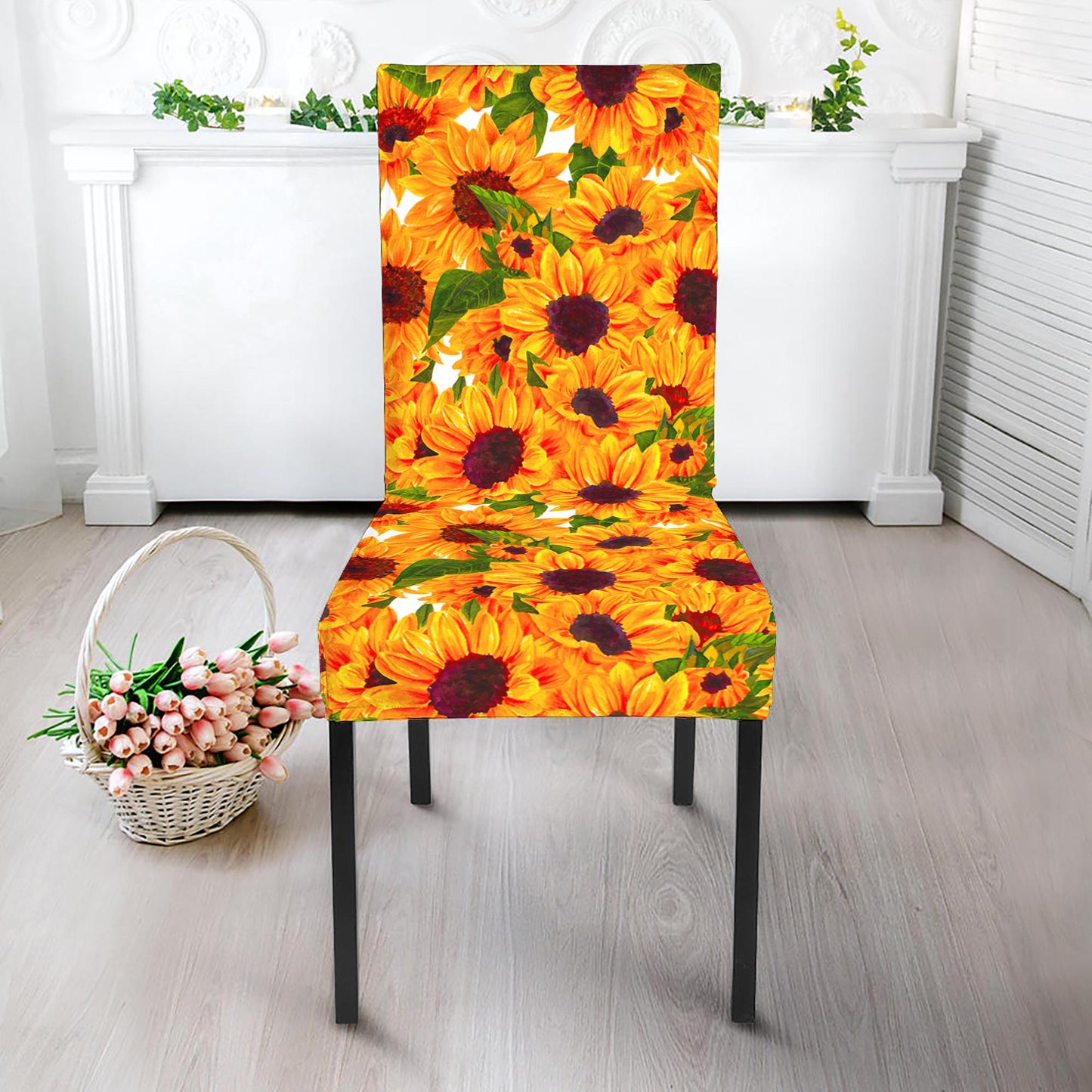 Watercolor Sunflower Pattern Print Dining Chair Slipcover