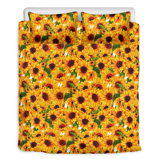 Watercolor Sunflower Pattern Print Duvet Cover Bedding Set