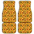 Watercolor Sunflower Pattern Print Front and Back Car Floor Mats