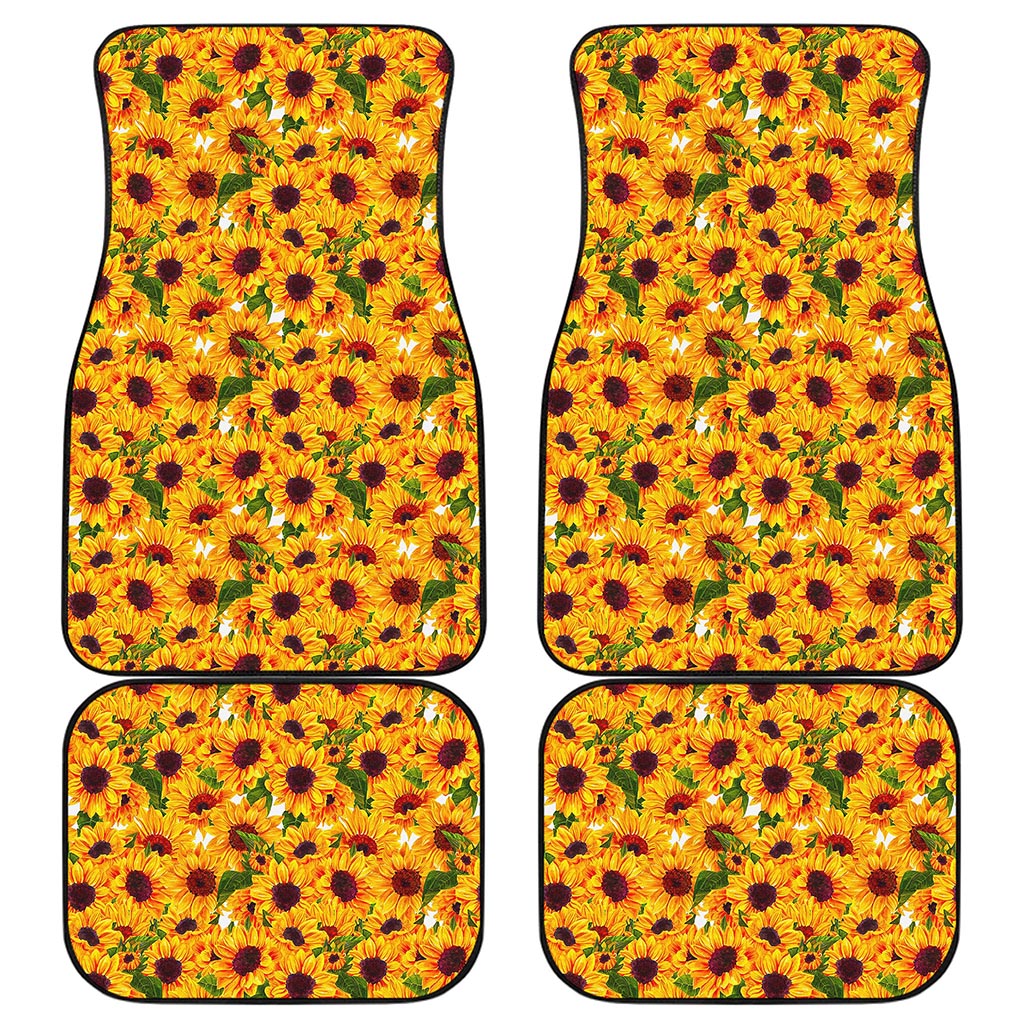 Watercolor Sunflower Pattern Print Front and Back Car Floor Mats