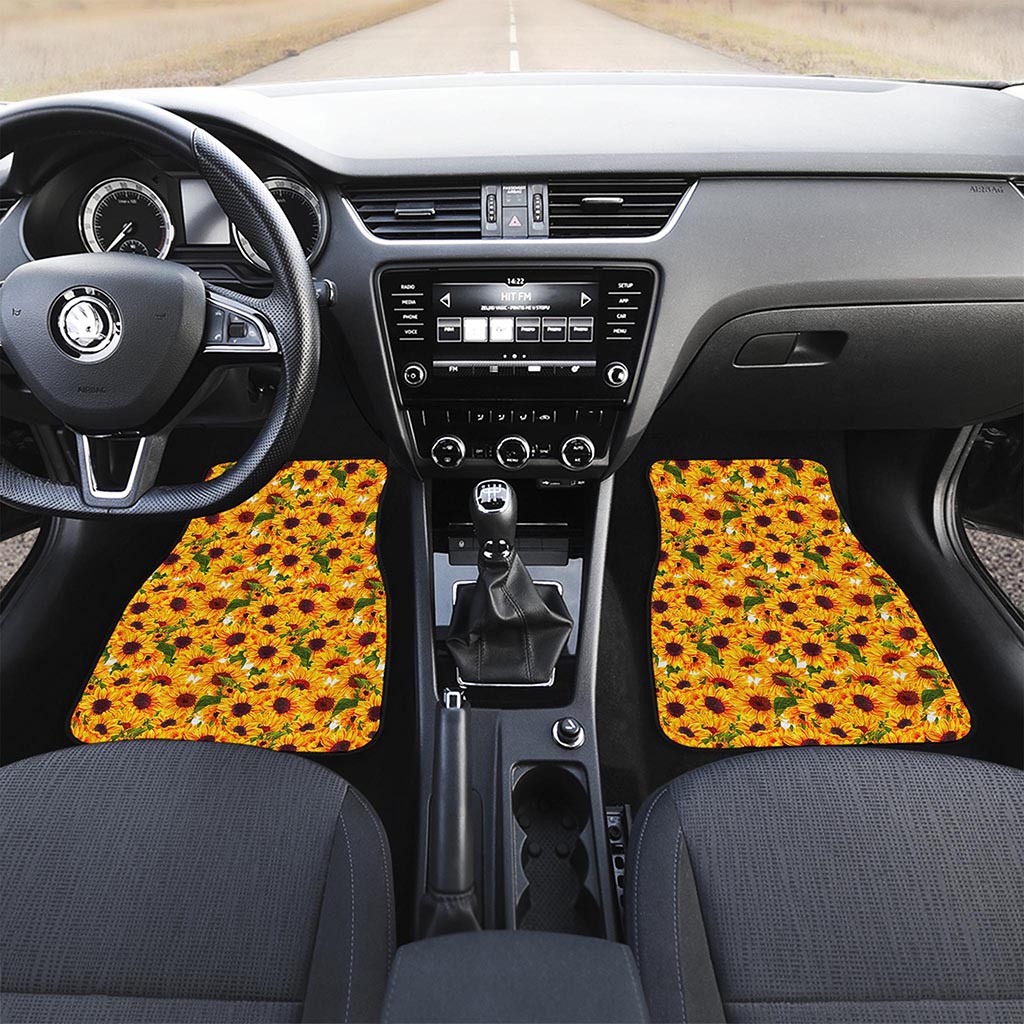 Watercolor Sunflower Pattern Print Front Car Floor Mats