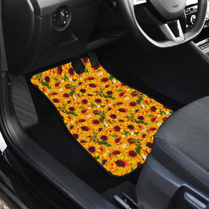 Watercolor Sunflower Pattern Print Front Car Floor Mats
