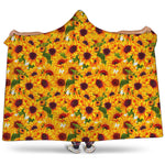 Watercolor Sunflower Pattern Print Hooded Blanket
