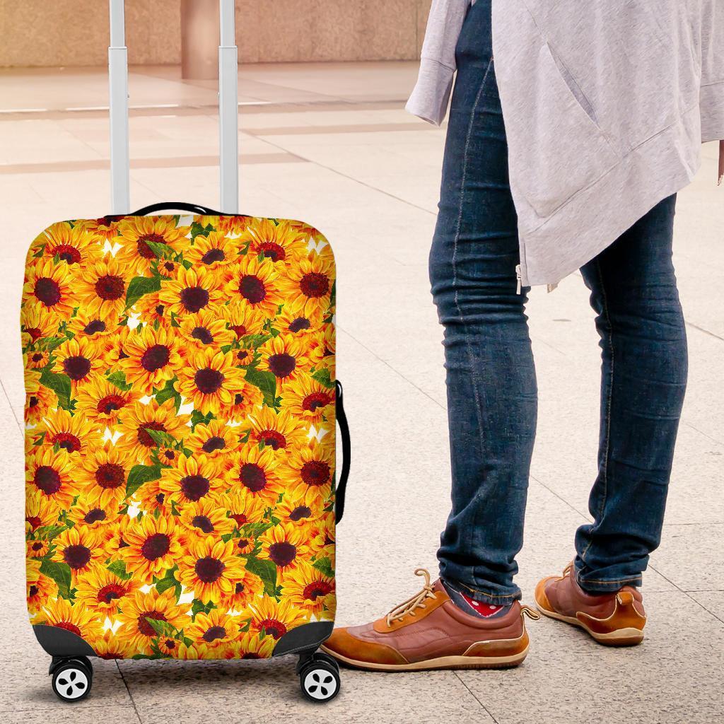 Watercolor Sunflower Pattern Print Luggage Cover GearFrost