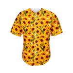 Watercolor Sunflower Pattern Print Men's Baseball Jersey
