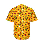 Watercolor Sunflower Pattern Print Men's Baseball Jersey