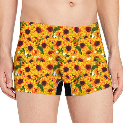 Watercolor Sunflower Pattern Print Men's Boxer Briefs