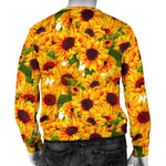 Watercolor Sunflower Pattern Print Men's Crewneck Sweatshirt GearFrost