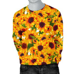Watercolor Sunflower Pattern Print Men's Crewneck Sweatshirt GearFrost