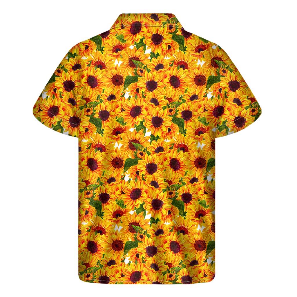 Watercolor Sunflower Pattern Print Men's Short Sleeve Shirt