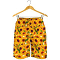 Watercolor Sunflower Pattern Print Men's Shorts