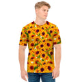Watercolor Sunflower Pattern Print Men's T-Shirt
