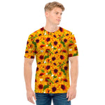 Watercolor Sunflower Pattern Print Men's T-Shirt