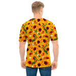 Watercolor Sunflower Pattern Print Men's T-Shirt