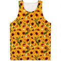 Watercolor Sunflower Pattern Print Men's Tank Top